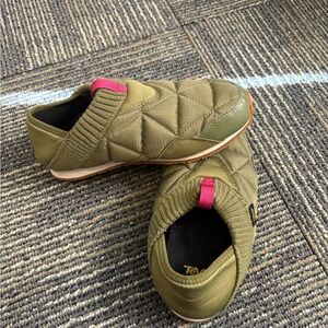 Olive Quilted ReEmber Teva Slip-On Shoes with Pink Accent